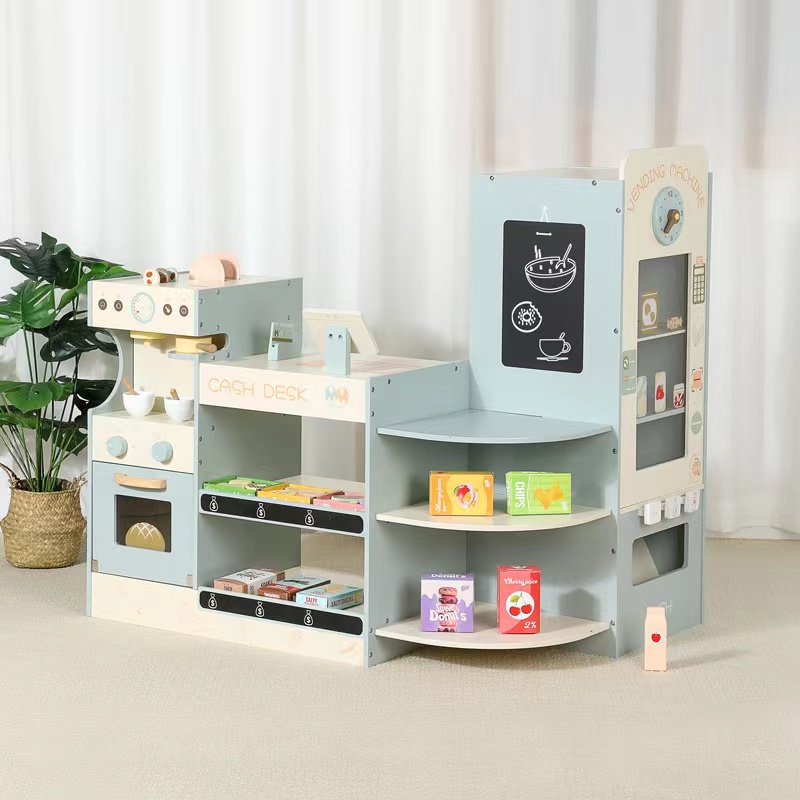 Kids Toys In Store - Set Permainan Toko Kelontong Kayu Anak-Anak,