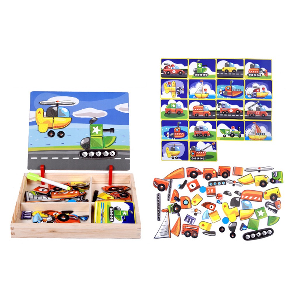 Kids Toys Drawing Easy - Puzzle 3D Magnetik Kayu dengan Tutup