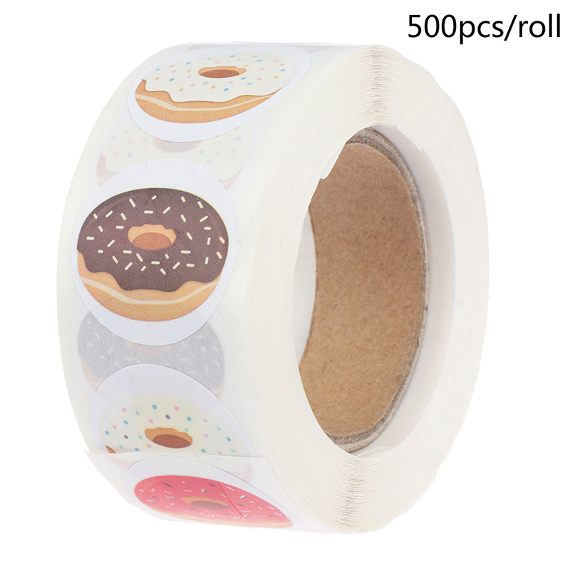 Kids Toys Packaging - Stiker Thank You 500pcs/rol donat, untuk