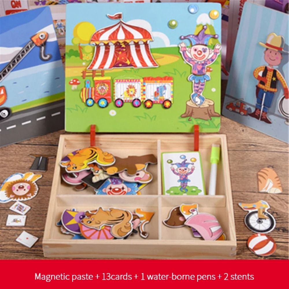 Puzzle 3D Magnetik Kayu dengan - Kids Toys Drawing Easy ulasan dan harga